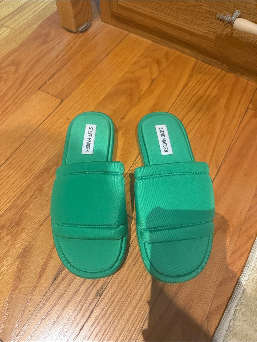 Steve Madden Green Padded Slide Sandals